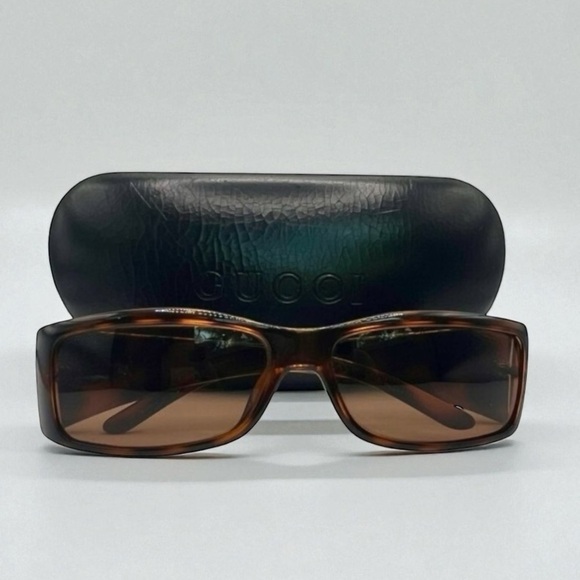 Gucci Rectangle Brown Slim Sunglasses | Designer Shades | Authentic Gucci Eyewe - Picture 16 of 16